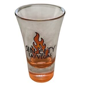 Sin City Las Vegas shot glass with orange flames,never used